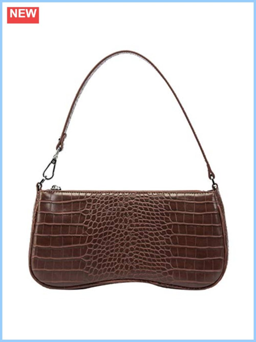 Vegan Leather Shoulder Handbag Zip Closure Everyday Purse